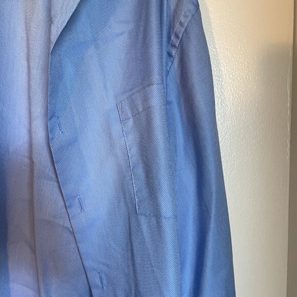 17.5 34/35 Van Heusen Pique Wrinkle Free Blue Button Down - Picture 4 of 6